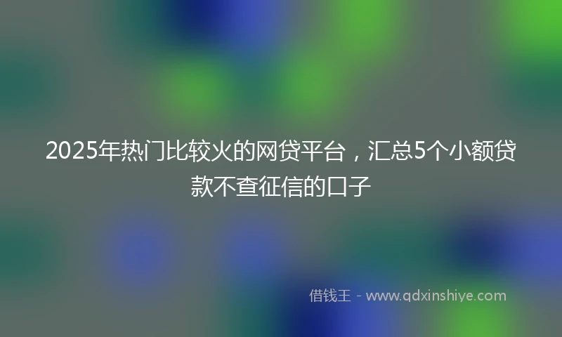 2025年热门比较火的网贷平台，汇总5个小额贷款不查征信的口子