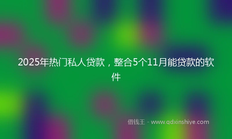 2025年热门私人贷款，整合5个11月能贷款的软件