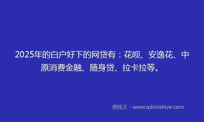 2025年的白户好下的网贷有：花呗、安逸花、中原消费金融、随身贷、拉卡拉等。