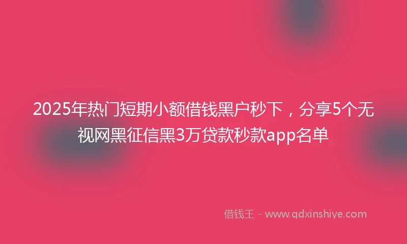 2025年热门短期小额借钱黑户秒下，分享5个无视网黑征信黑3万贷款秒款app名单