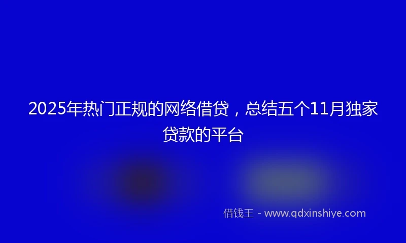 2025年热门正规的网络借贷，总结五个11月独家贷款的平台