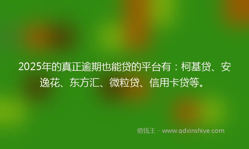 2025年的真正逾期也能贷的平台有：柯基贷、安逸花、东方汇、微粒贷、信用卡贷等。