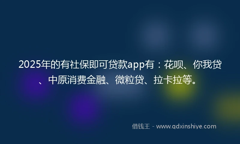2025年的有社保即可贷款app有：花呗、你我贷、中原消费金融、微粒贷、拉卡拉等。