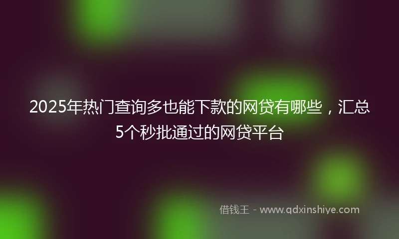 2025年热门查询多也能下款的网贷有哪些，汇总5个秒批通过的网贷平台