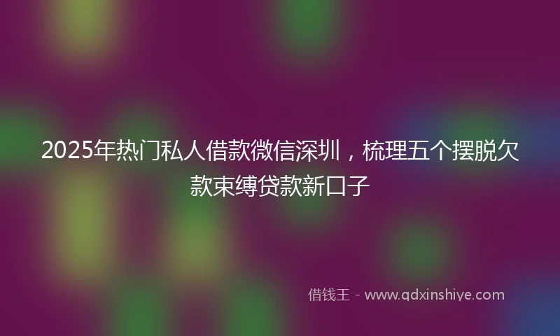 2025年热门私人借款微信深圳，梳理五个摆脱欠款束缚贷款新口子