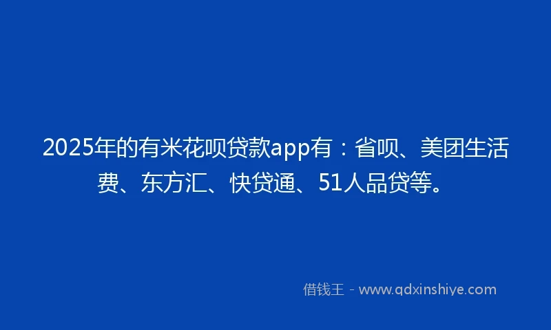 2025年的有米花呗贷款app有：省呗、美团生活费、东方汇、快贷通、51人品贷等。