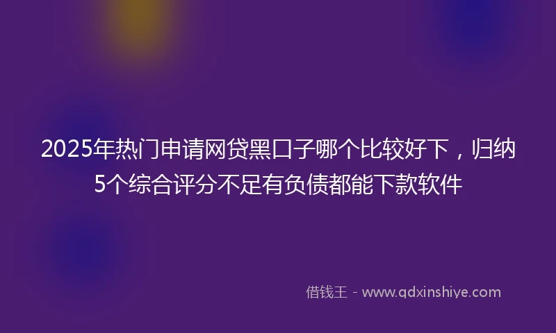 2025年热门申请网贷黑口子哪个比较好下，归纳5个综合评分不足有负债都能下款软件