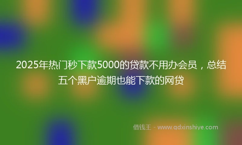 2025年热门秒下款5000的贷款不用办会员，总结五个黑户逾期也能下款的网贷
