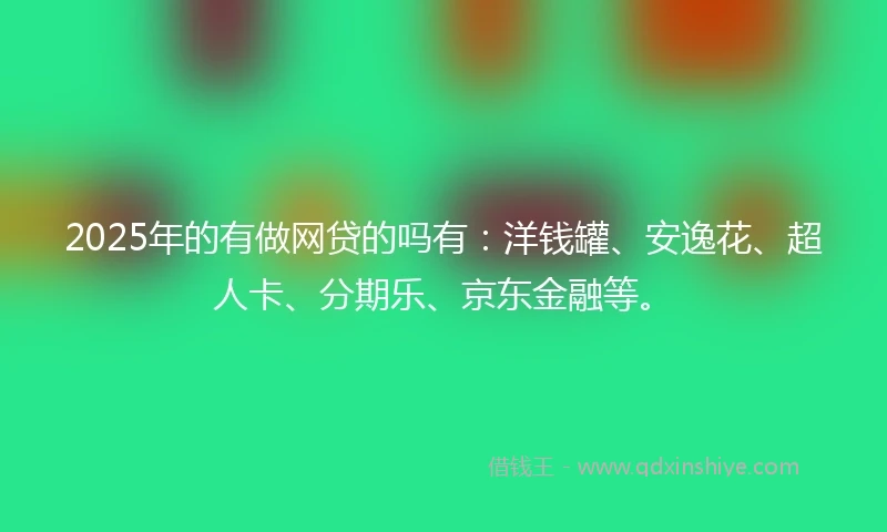 2025年的有做网贷的吗有：洋钱罐、安逸花、超人卡、分期乐、京东金融等。