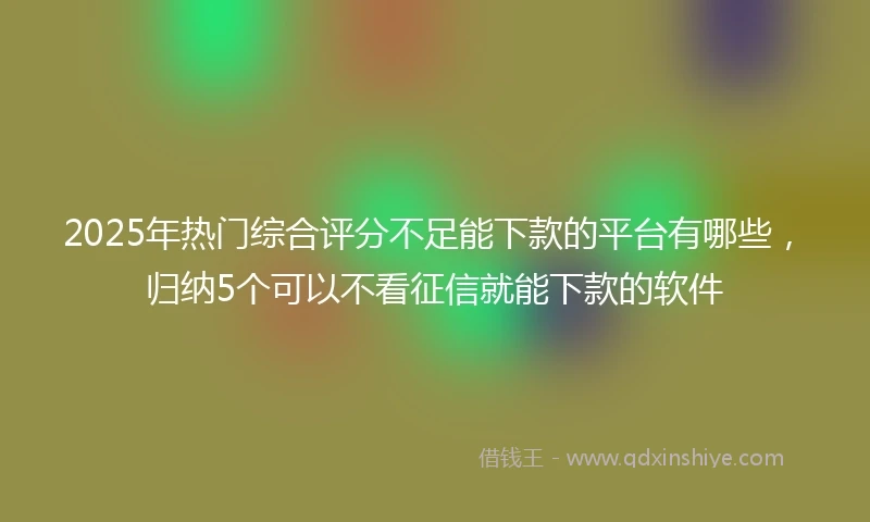 2025年热门综合评分不足能下款的平台有哪些，归纳5个可以不看征信就能下款的软件