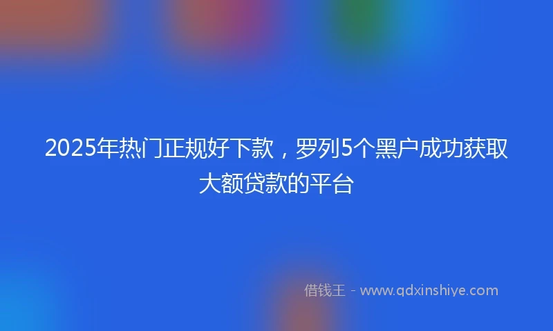 2025年热门正规好下款，罗列5个黑户成功获取大额贷款的平台