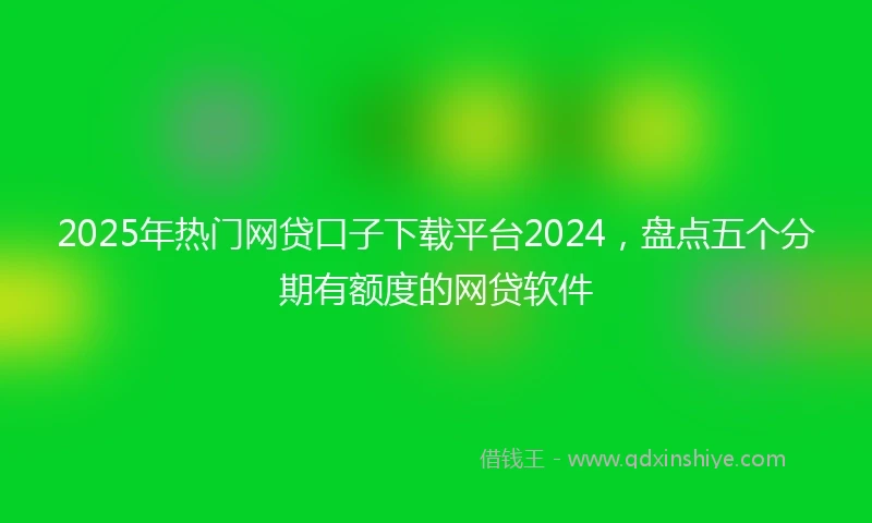 2025年热门网贷口子下载平台2024，盘点五个分期有额度的网贷软件