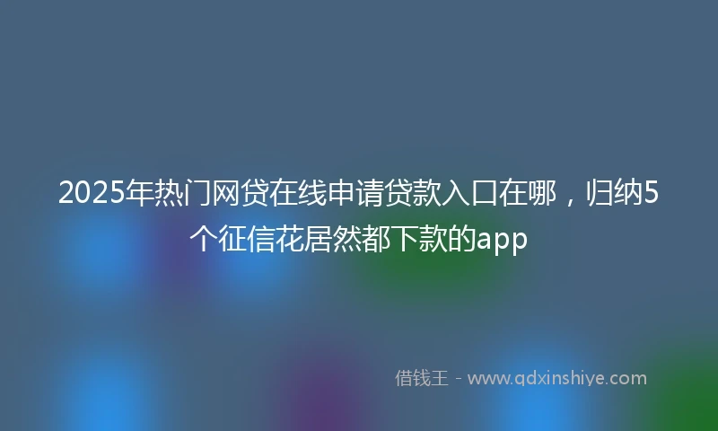2025年热门网贷在线申请贷款入口在哪，归纳5个征信花居然都下款的app