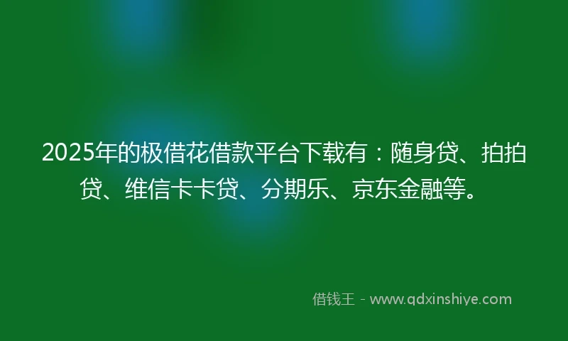 2025年的极借花借款平台下载有：随身贷、拍拍贷、维信卡卡贷、分期乐、京东金融等。