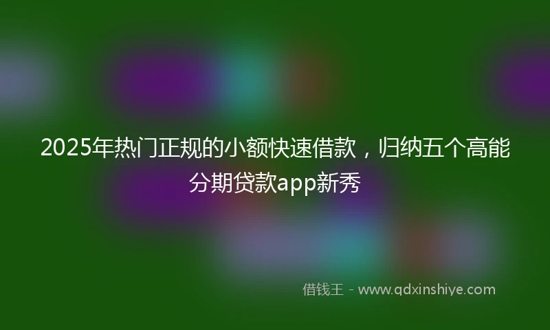 2025年热门正规的小额快速借款，归纳五个高能分期贷款app新秀