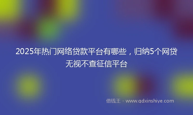 2025年热门网络贷款平台有哪些，归纳5个网贷无视不查征信平台