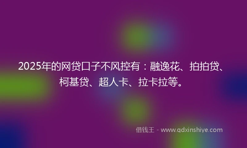 2025年的网贷口子不风控有：融逸花、拍拍贷、柯基贷、超人卡、拉卡拉等。