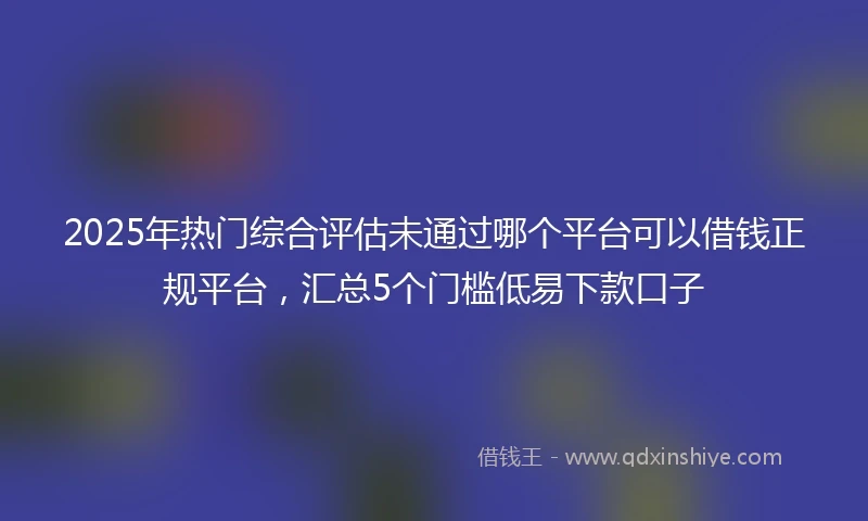 2025年热门综合评估未通过哪个平台可以借钱正规平台，汇总5个门槛低易下款口子