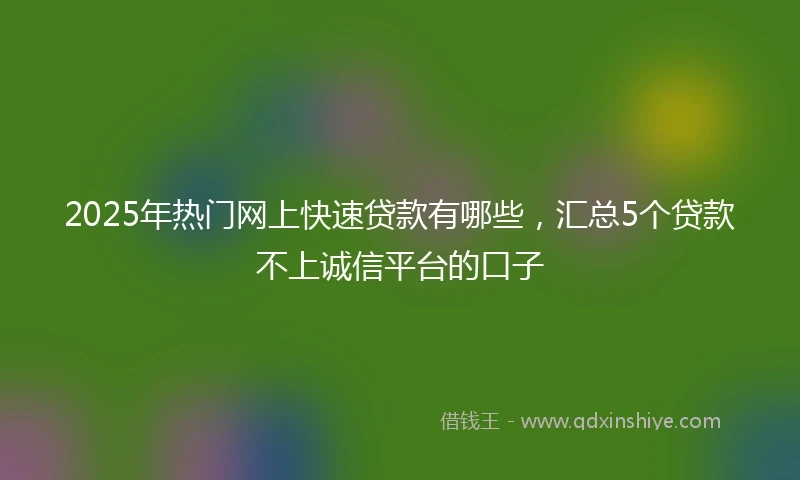 2025年热门网上快速贷款有哪些，汇总5个贷款不上诚信平台的口子