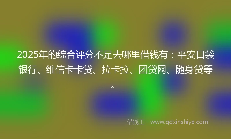 2025年的综合评分不足去哪里借钱有：平安口袋银行、维信卡卡贷、拉卡拉、团贷网、随身贷等。