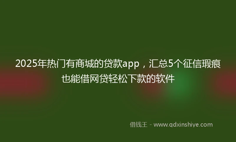 2025年热门有商城的贷款app，汇总5个征信瑕疵也能借网贷轻松下款的软件