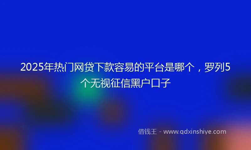 2025年热门网贷下款容易的平台是哪个，罗列5个无视征信黑户口子