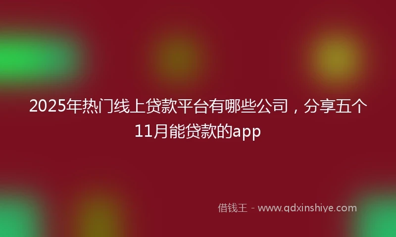 2025年热门线上贷款平台有哪些公司，分享五个11月能贷款的app