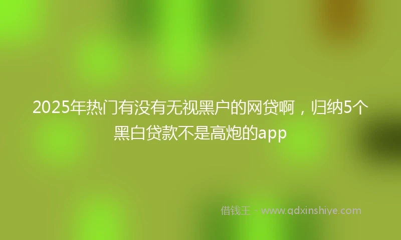 2025年热门有没有无视黑户的网贷啊，归纳5个黑白贷款不是高炮的app
