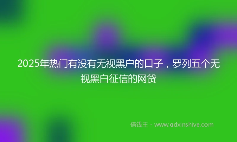 2025年热门有没有无视黑户的口子，罗列五个无视黑白征信的网贷