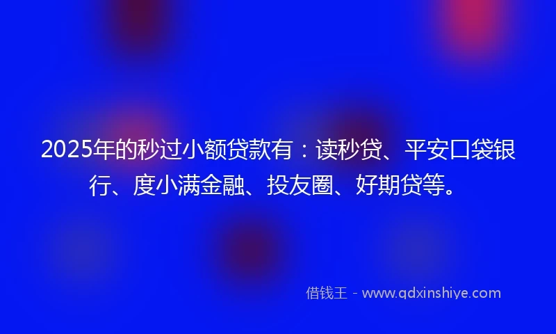 2025年的秒过小额贷款有：读秒贷、平安口袋银行、度小满金融、投友圈、好期贷等。