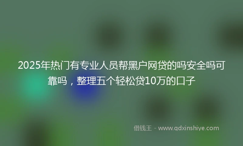 2025年热门有专业人员帮黑户网贷的吗安全吗可靠吗，整理五个轻松贷10万的口子