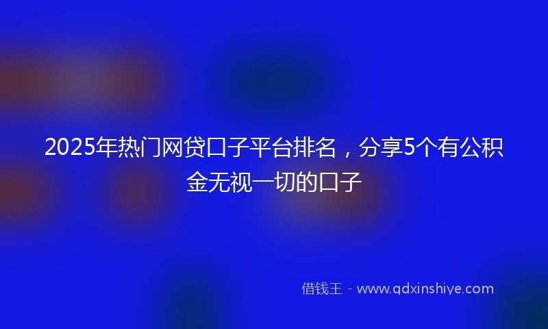 2025年热门网贷口子平台排名，分享5个有公积金无视一切的口子