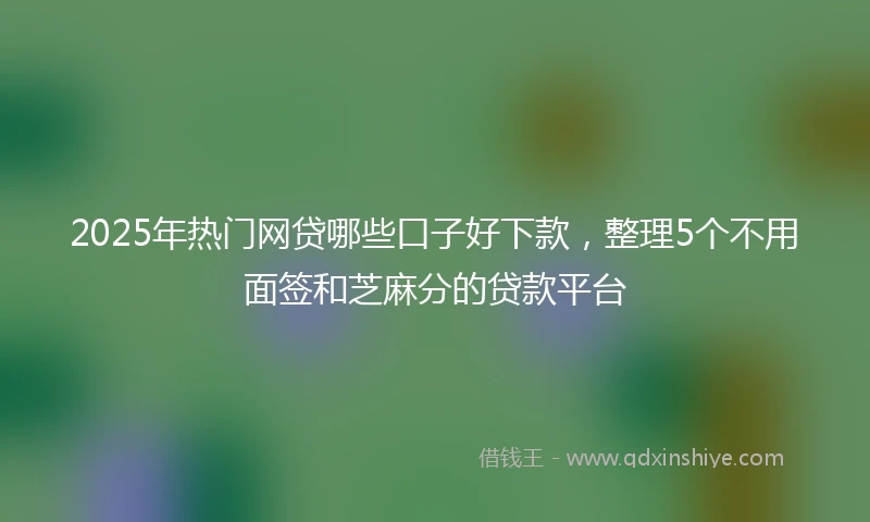 2025年热门网贷哪些口子好下款，整理5个不用面签和芝麻分的贷款平台