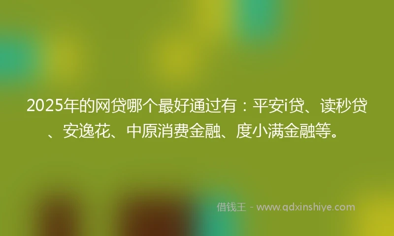 2025年的网贷哪个最好通过有：平安i贷、读秒贷、安逸花、中原消费金融、度小满金融等。