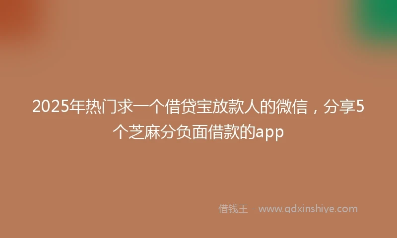 2025年热门求一个借贷宝放款人的微信，分享5个芝麻分负面借款的app