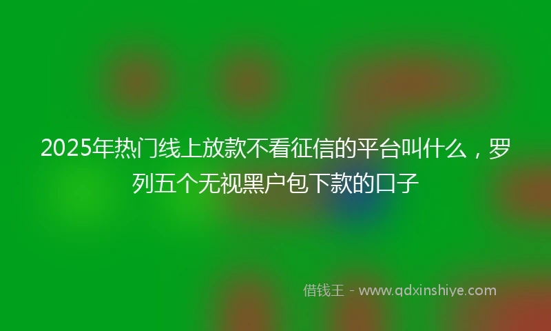 2025年热门线上放款不看征信的平台叫什么，罗列五个无视黑户包下款的口子