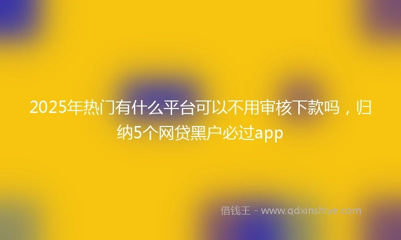 2025年热门有什么平台可以不用审核下款吗，归纳5个网贷黑户必过app