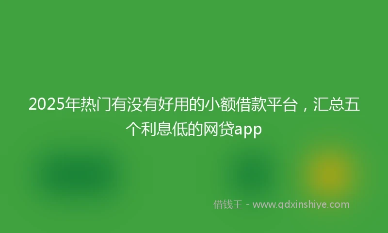 2025年热门有没有好用的小额借款平台，汇总五个利息低的网贷app