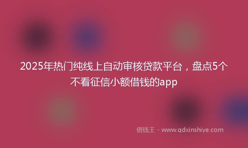 2025年热门纯线上自动审核贷款平台，盘点5个不看征信小额借钱的app