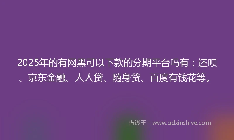 2025年的有网黑可以下款的分期平台吗有：还呗、京东金融、人人贷、随身贷、百度有钱花等。