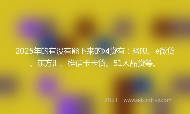 2025年的有没有能下来的网贷有：省呗、e微贷、东方汇、维信卡卡贷、51人品贷等。