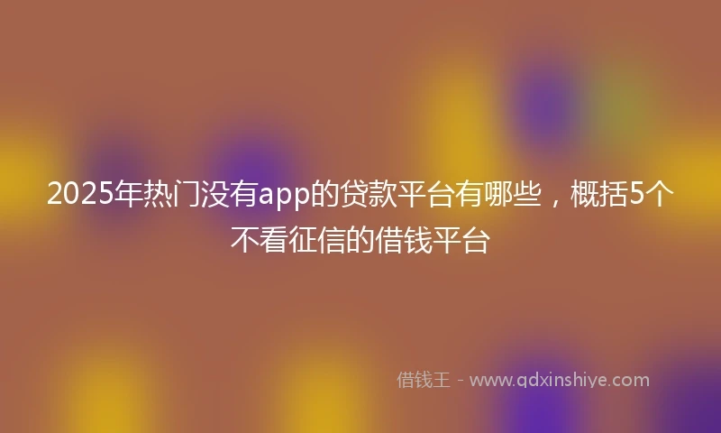 2025年热门没有app的贷款平台有哪些，概括5个不看征信的借钱平台