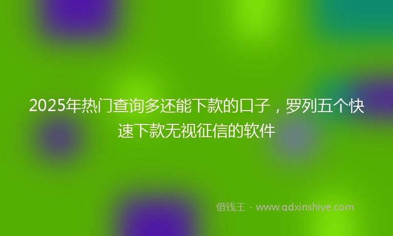 2025年热门查询多还能下款的口子，罗列五个快速下款无视征信的软件