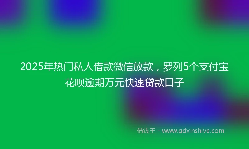2025年热门私人借款微信放款，罗列5个支付宝花呗逾期万元快速贷款口子