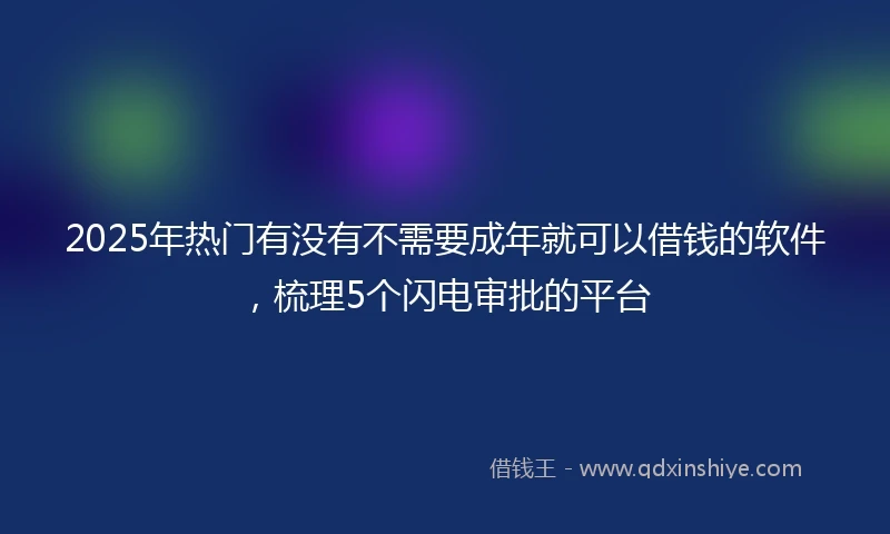 2025年热门有没有不需要成年就可以借钱的软件，梳理5个闪电审批的平台