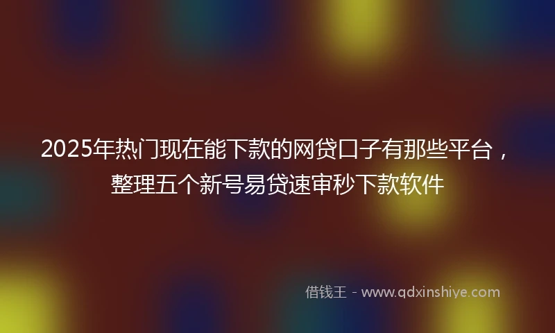 2025年热门现在能下款的网贷口子有那些平台，整理五个新号易贷速审秒下款软件