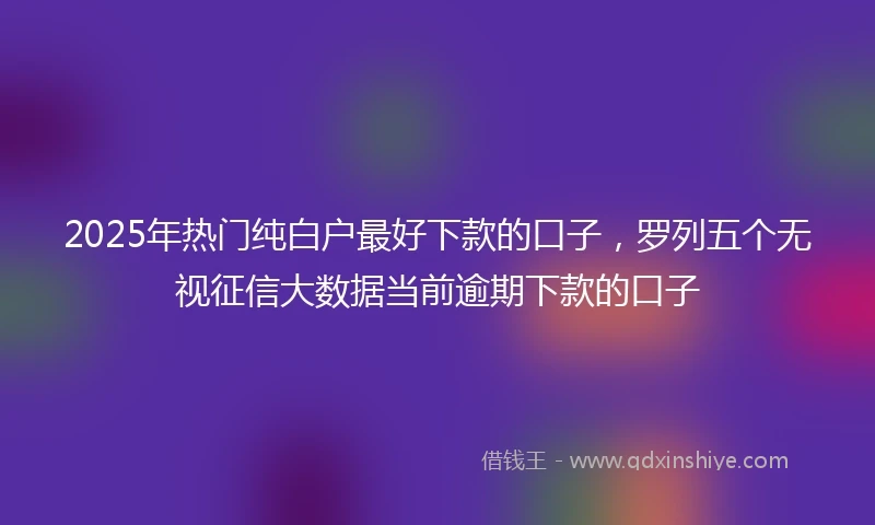 2025年热门纯白户最好下款的口子，罗列五个无视征信大数据当前逾期下款的口子