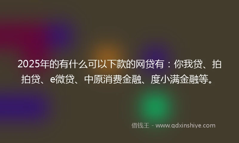 2025年的有什么可以下款的网贷有：你我贷、拍拍贷、e微贷、中原消费金融、度小满金融等。