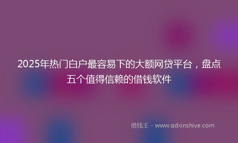 2025年热门白户最容易下的大额网贷平台，盘点五个值得信赖的借钱软件