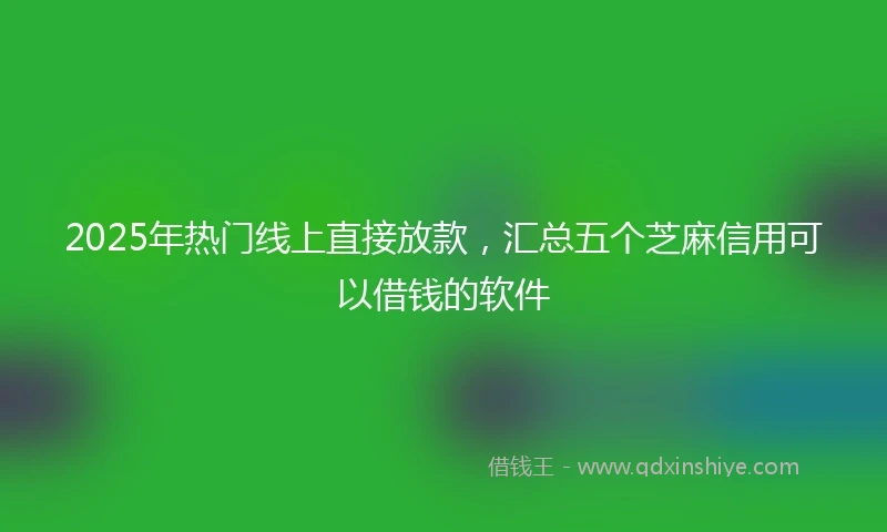 2025年热门线上直接放款，汇总五个芝麻信用可以借钱的软件